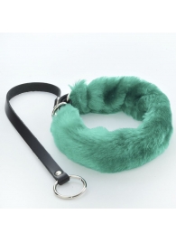 Зеленый меховой ошейник с кожаным поводком - Sitabella - купить с доставкой во Владикавказе