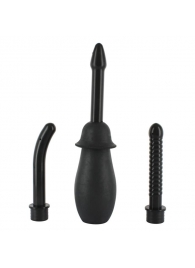 Чёрный анальный душ с насадками KIT BLACK - Seven Creations - купить с доставкой во Владикавказе