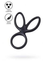 Черное тройное кольцо на пенис Kraken - A-toys - во Владикавказе купить с доставкой