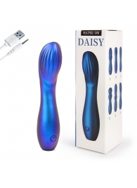 Синий вибромассажер с загнутой головкой - 15 см. - DAISY