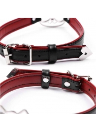 Черно-красный ошейник с мордочкой кошечки - Notabu - купить с доставкой во Владикавказе