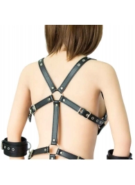Черное боди-портупея с пристегивающимися наручниками - Notabu - купить с доставкой во Владикавказе