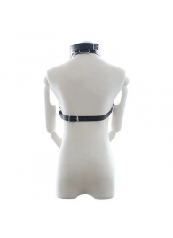 Черная портупея на грудь с кляпом и зажимами для сосков - Notabu - купить с доставкой во Владикавказе