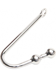 Серебристый анальный крюк с двумя шариками - Notabu - купить с доставкой во Владикавказе