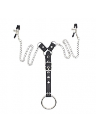 Зажимы для сосков с ремешком и кольцом для пениса - Notabu - купить с доставкой во Владикавказе