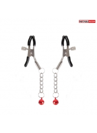 Серебристые зажимы на соски с шариками на цепочках - Notabu - купить с доставкой во Владикавказе