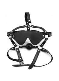 Черная маска-шоры с регулируемыми ремешками и кляпом-шариком - Notabu - купить с доставкой во Владикавказе