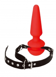 Красный кляп-плаг из силикона на черных регулируемых ремешках - NMC - купить с доставкой во Владикавказе