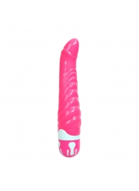 Ребристый розовый вибратор со стимуляцией точки G - 21,8 см. - Baile
