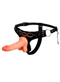 Реалистичный страпон на трусиках с заклепками - 15,7 см. - Baile - купить с доставкой во Владикавказе