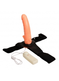 Фаллопротез с ребристым основанием на трусиках с вибрацией - 18 см. - Baile - купить с доставкой во Владикавказе