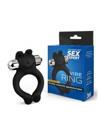Черное силиконовое эрекционное виброкольцо Sex Expert - Sex Expert - во Владикавказе купить с доставкой