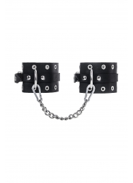 Черные кожаные однослойные оковы с люверсами - Pecado - купить с доставкой во Владикавказе