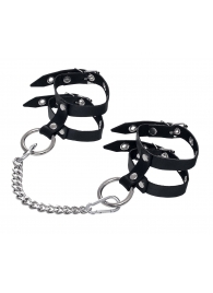 Черные однослойные кожаные оковы из двух ремешков - Pecado - купить с доставкой во Владикавказе