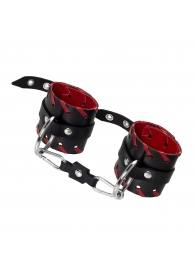 Черно-красные наручники из натуральной кожи - Pecado - купить с доставкой во Владикавказе