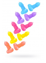 Набор из 10 разноцветных свечей в форме пениса - Pecado - купить с доставкой во Владикавказе