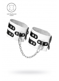 Бело-черные оковы с двумя ремешками и люверсами - Pecado - купить с доставкой во Владикавказе