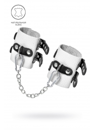 Бело-черные наручники с двумя ремешками и люверсами - Pecado - купить с доставкой во Владикавказе