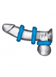 Комплект из трех голубых эрекционных колец 3-Pack Ribbed Rider Cock Ring Set - BlueLine - во Владикавказе купить с доставкой