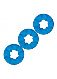 Комплект из трех голубых эрекционных колец 3-Pack Ribbed Rider Cock Ring Set - BlueLine - во Владикавказе купить с доставкой