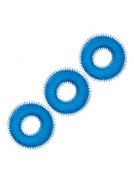 Комплект из трех голубых колец для эрекции 3-Pack Ultra-Stim Stretch Cock Rings - BlueLine - во Владикавказе купить с доставкой