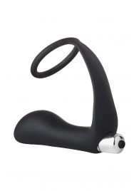 Черное эрекционное кольцо с вибропробкой Vibrating Anal Plug With Cockring - Dream Toys - во Владикавказе купить с доставкой