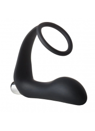 Черное эрекционное кольцо с вибропробкой Vibrating Anal Plug With Cockring - Dream Toys - во Владикавказе купить с доставкой