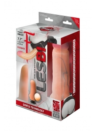 Телесный страпон Harness LESBI с вагинальной пробкой - 16,5 см. - LOVETOY (А-Полимер) - купить с доставкой во Владикавказе