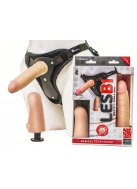 Телесный страпон Harness LESBI с вагинальной пробкой - 16,5 см. - LOVETOY (А-Полимер) - купить с доставкой во Владикавказе