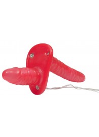 Красный женский страпон с вагинальной пробкой Bad Kitty - 18 см. - Orion - купить с доставкой во Владикавказе