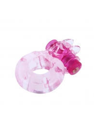 Розовое эрекционное виброкольцо с кошкой на вибропуле - Baile - во Владикавказе купить с доставкой