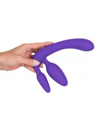 Фиолетовый безремневой страпон с двумя пробками - Orion - купить с доставкой во Владикавказе