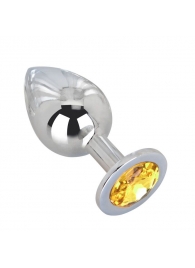 Большой стальной плаг с желтым кристаллом Sweet Lemon - 9,5 см. - Erotic Fantasy - купить с доставкой во Владикавказе