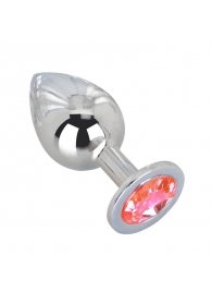 Большой стальной плаг с розовым кристаллом Pink Bubble Gum - 9,5 см. - Erotic Fantasy - купить с доставкой во Владикавказе