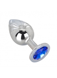 Большой стальной плаг с синим кристаллом Blue Space - 9,5 см. - Erotic Fantasy - купить с доставкой во Владикавказе