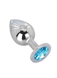 Большой стальной плаг с голубым кристаллом High Sky - 9,5 см. - Erotic Fantasy - купить с доставкой во Владикавказе