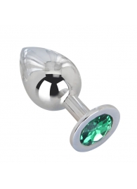 Большой стальной плаг с зеленым кристаллом Green Lime - 9,5 см. - Erotic Fantasy - купить с доставкой во Владикавказе