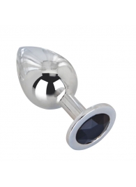 Большой стальной плаг с черным кристаллом Black Rave - 9,5 см. - Erotic Fantasy - купить с доставкой во Владикавказе