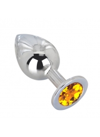 Большой стальной плаг с оранжевым кристаллом Juicy Orange - 9,5 см. - Erotic Fantasy - купить с доставкой во Владикавказе