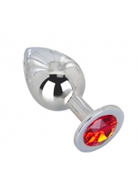 Большой плаг из стали с красным кристаллом Red Flame - 9,5 см. - Erotic Fantasy - купить с доставкой во Владикавказе
