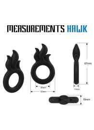 Черное эрекционное кольцо-пламя Rooster Hawk - Velv or - во Владикавказе купить с доставкой