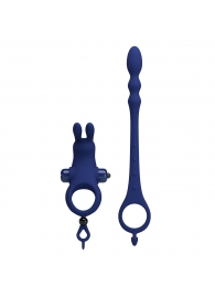 Синее эрекционное виброкольцо со съемным анальным хвостом - Baile - во Владикавказе купить с доставкой