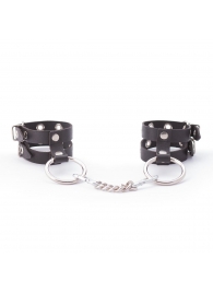 Черные однослойные наручники из натуральной кожи - Crazy Handmade - купить с доставкой во Владикавказе