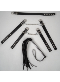 БДСМ-набор с плёткой в черном цвете - Crazy Handmade - купить с доставкой во Владикавказе