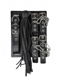 БДСМ-набор с плёткой в черном цвете - Crazy Handmade - купить с доставкой во Владикавказе