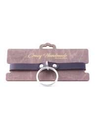 Черный кожаный чокер с большим кольцом - Crazy Handmade - купить с доставкой во Владикавказе