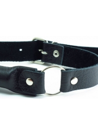 Черный кожаный кляп-трензель на кольцах - БДСМ Арсенал - купить с доставкой во Владикавказе