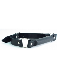 Черный кожаный кляп-трензель на кольцах - БДСМ Арсенал - купить с доставкой во Владикавказе