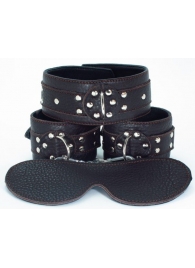 Набор БДСМ-аксессуаров из мягкой кожи черного цвета - БДСМ Арсенал - купить с доставкой во Владикавказе