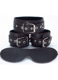 Набор БДСМ-аксессуаров из мягкой кожи черного цвета - БДСМ Арсенал - купить с доставкой во Владикавказе